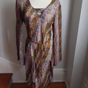 ANDREW & COMPANY BOHO FAIRY PAISLEY CHIFFON LACE BELL SLEEVES TUNIC DRESS NWT M